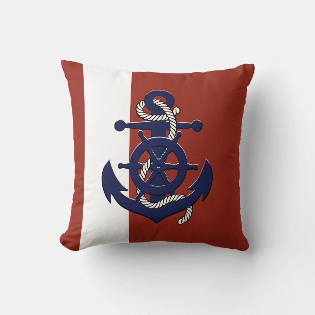 Blauw wiel/ankerrood van het schip voor de zeevaar kussen (Voorkant)