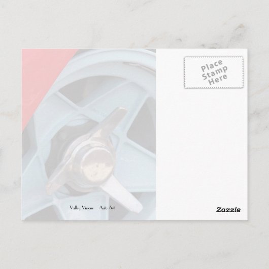 Blauw wiel en Knockoff Briefkaart (Achterkant)