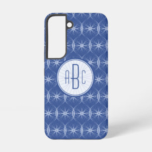 Blauw wielpatroon monogram samsung galaxy hoesje