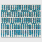 Blauw wijnflespatroon verpakkingspapier cadeaupapier (Vlak)