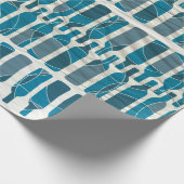 Blauw wijnflespatroon verpakkingspapier cadeaupapier (Hoek)