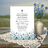 Blauw & Wijze Boho Chic Wildflowers Katholieke bru Kaart