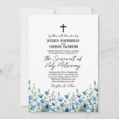 Blauw & Wijze Boho Chic Wildflowers Katholieke bru Kaart (Voorkant)