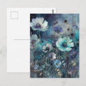 Blauw Wild Field Bloemen Kunst Briefkaart (Voorkant / Achterkant)