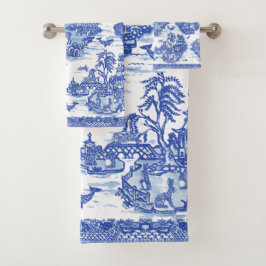 Blauw wild konijn Deer Fox Bird Toile Bad Handdoek