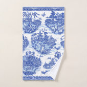 Blauw wild konijn Deer Fox Bird Toile Bad Handdoek (Handdoek)