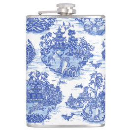 Blauw wild konijn Deer Fox Bird Toile Heupfles