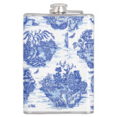 Blauw wild konijn Deer Fox Bird Toile Heupfles (Achterkant)