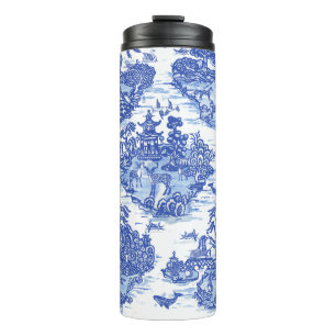 Blauw wild konijn Deer Fox Bird Toile Thermosbeker