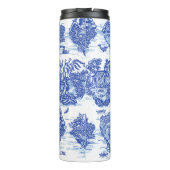 Blauw wild konijn Deer Fox Bird Toile Thermosbeker (Achterkant)