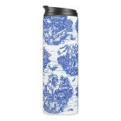 Blauw wild konijn Deer Fox Bird Toile Thermosbeker (Geroteerd rechts)