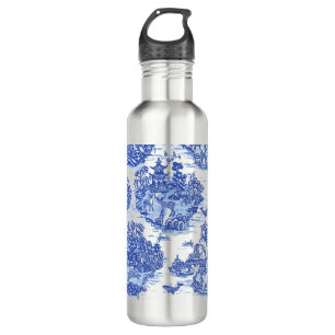 Blauw wild konijn Deer Fox Bird Toile Waterfles