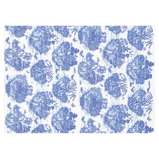 Blauw wild konijn fox deer Oriental Design Tafelkleed (Voorkant (Horizontaal))