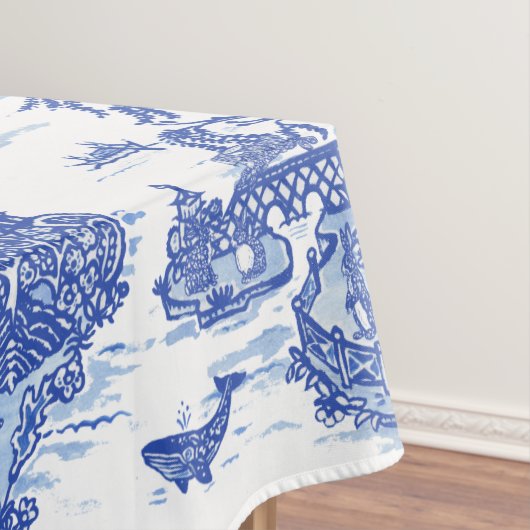 Blauw wild konijn fox deer Oriental Design Tafelkleed (Voorbeeld)