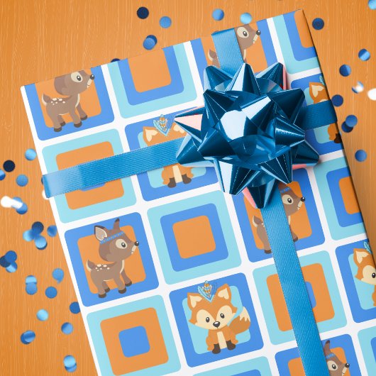 Blauw Wild One Woodland Forest inpakpapier