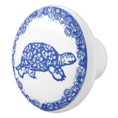 Blauw, wild, schildpadschildpad recht keramische knop (Rechts)