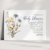 Blauw Wildbloem Boeket Boho Baby shower Kaart