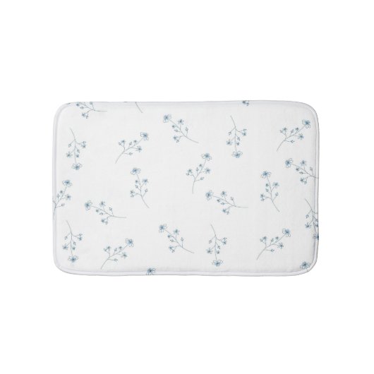 Blauw Wildbloempatroon Badmat (Voorkant)