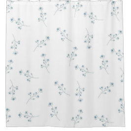 Blauw Wildbloempatroon Douchegordijn