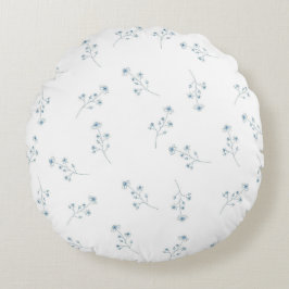 Blauw Wildbloempatroon Rond Kussen