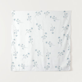 Blauw Wildbloempatroon Wandkleed