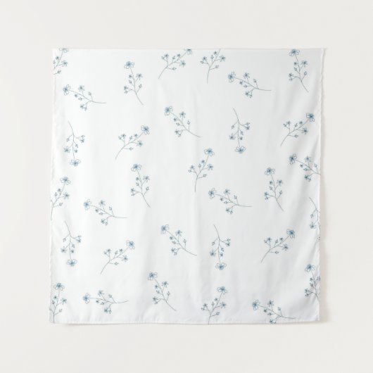 Blauw Wildbloempatroon Wandkleed (Voorkant)