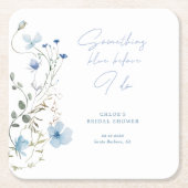 Blauw Wilde Bloemen Bruidsfeest Kartonnen Onderzetters (Voorkant)