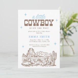 Blauw Wilde Westen Woestijn Baby Shower Cowboy Vin Kaart