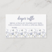 Blauw wildflower boy baby shower luier loterij kaa informatiekaartje (Voorkant)