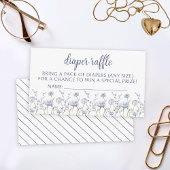 Blauw wildflower boy baby shower luier loterij kaa informatiekaartje
