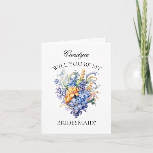  Blauw Wildflower Bruidsmeisje Voorstel (Voorkant)