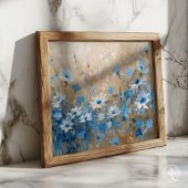  Blauw Wildflower Field Schilderij Botanisch Poster