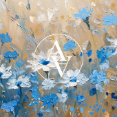  Blauw Wildflower Field Schilderij Botanisch Poster