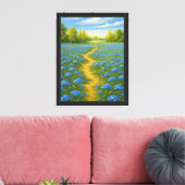 Blauw Wildflower Meadow Path Canvas Afdruk (Insitu (Woonkamer))