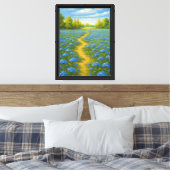 Blauw Wildflower Meadow Path Canvas Afdruk (Insitu (Slaapkamer))