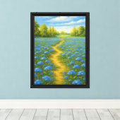 Blauw Wildflower Meadow Path Canvas Afdruk (Insitu (Houten vloer))