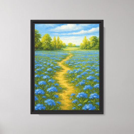 Blauw Wildflower Meadow Path Canvas Afdruk (Voorkant)