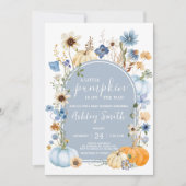 Blauw Wildflower pompoen Baby shower Kaart (Voorkant)