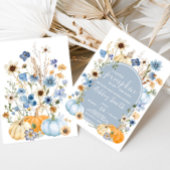 Blauw Wildflower pompoen Baby shower Kaart