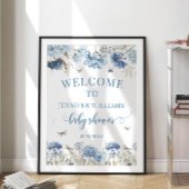 Blauw wildflower vlinder baby shower welkomstbord poster
