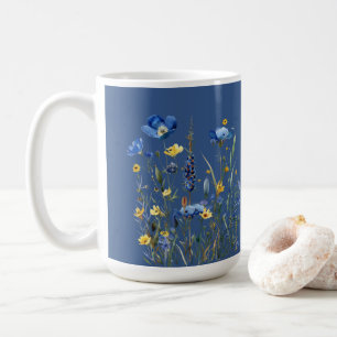 Blauw Wildflowers Patroon op Classic Blue Koffiemok