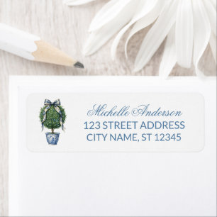 Blauw Wilg Chinoiserie Strik Topiary Retouradres Etiket