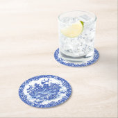 Blauw Wilg eiland Turtles Whimsical Garden Ronde Kartonnen Onderzetter (Insitu)