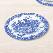 Blauw Wilg eiland Turtles Whimsical Garden Ronde Kartonnen Onderzetter (Gebogen)