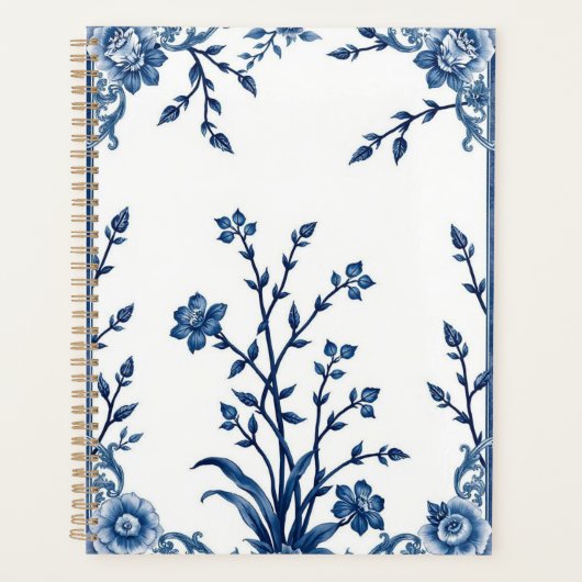 Blauw Wilgen Chinees Print Planner (Voorkant)