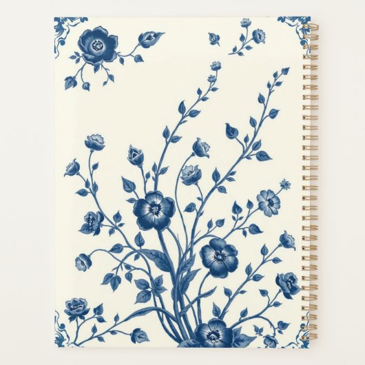 Blauw Wilgenpatroon Chinees Aandenken Planner (Achterkant)