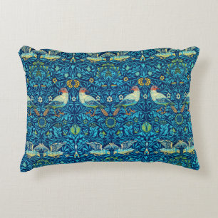 Blauw William Morris Art Vogelkussen Accent Kussen