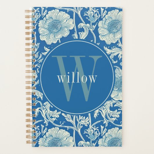 blauw William Morris Tapestry Monogram Planner (Voorkant)