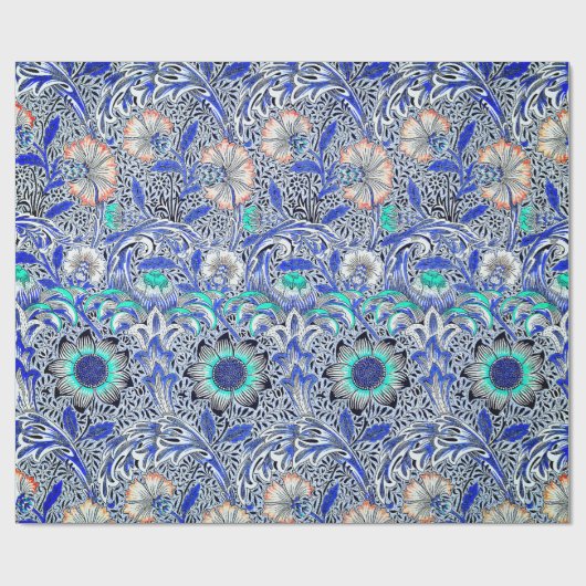  blauw William Morris's Corncockle Cadeaupapier (Vlak)