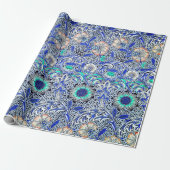  blauw William Morris's Corncockle Cadeaupapier (Uitgerold)